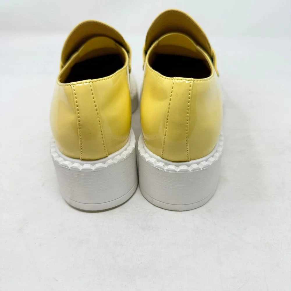 Jeffrey Campbell‎ Platform Penny Loafers Yellow Leather Chunky Slip On Size 8.5